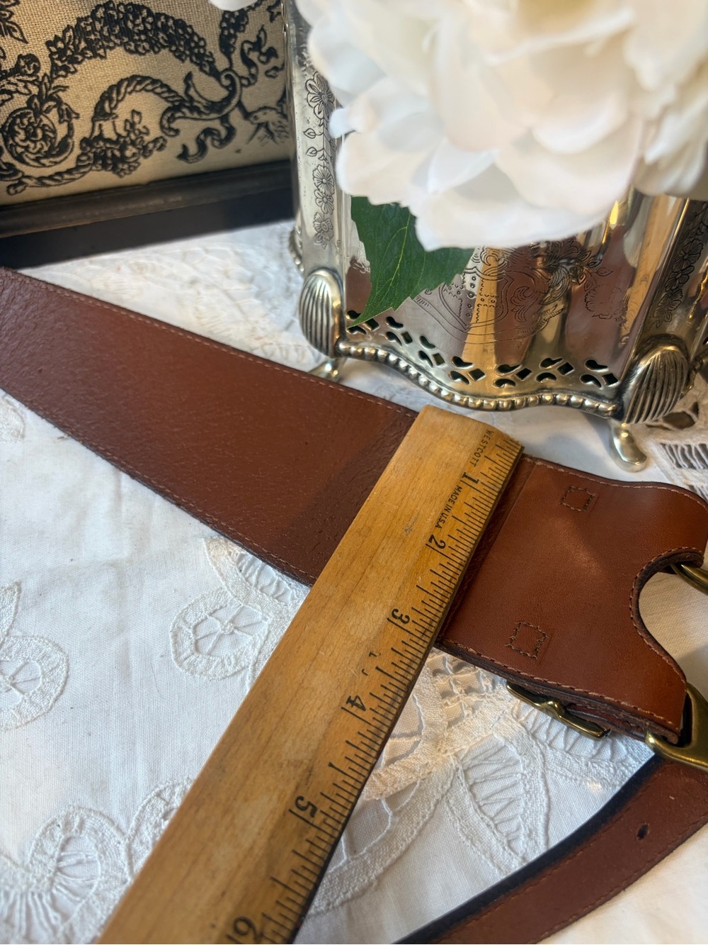 Ralph Lauren equestrian brown, leather gold buckle belt L - Picture 8 of 12